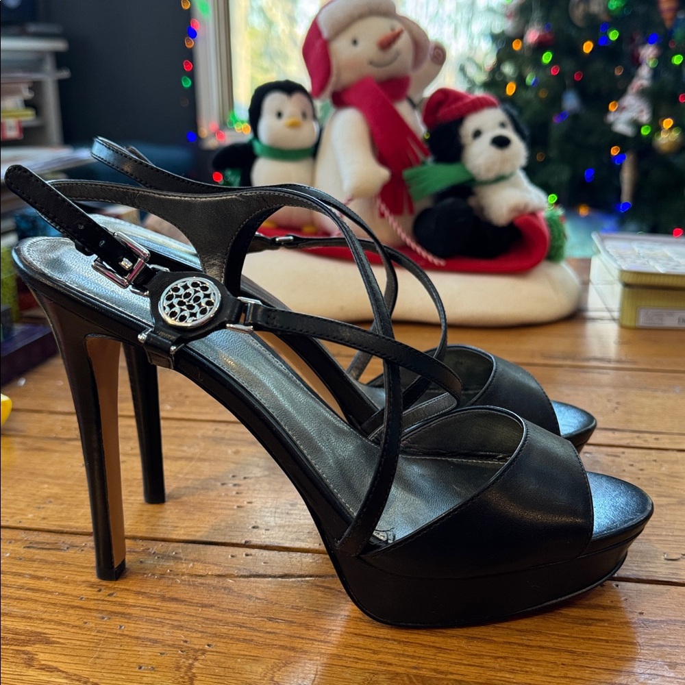 Coach Black Strappy Heels